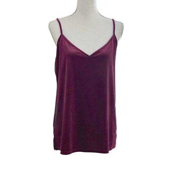 Old Navy Velvet V Neck Cami Tank Top Red/Plum - Size Medium - B7 - Picture 2 of 7